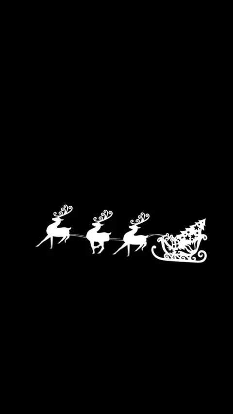 Digital animation of silhouette of christmas tree in sleigh being pulled by Stock Footage 343714518