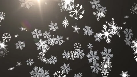 Digital animation of snow flakes falling against bright spot of light against Stock Footage 142853187