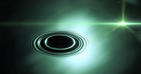 Digital animation of spot of light against water drop falling against green Stock Footage 150852953