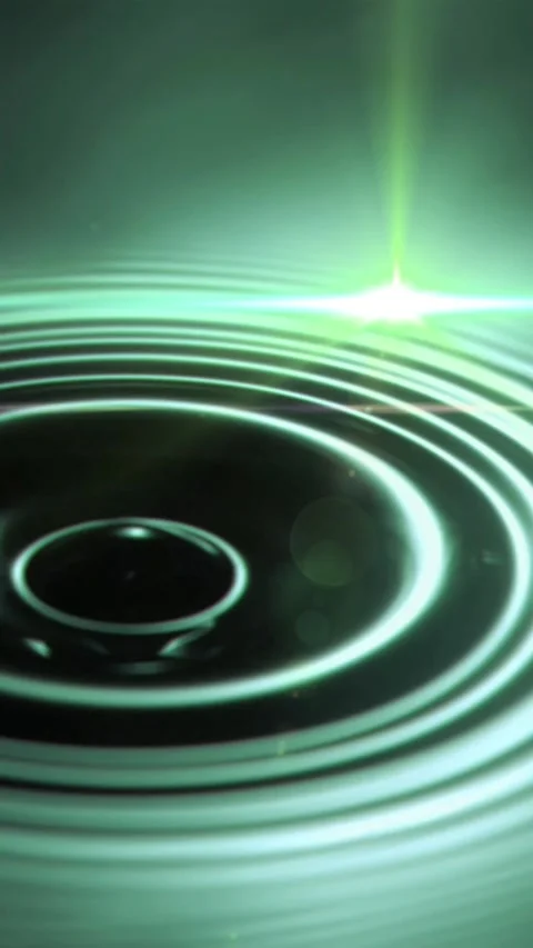 Digital animation of spot of light against water drop falling against green Stock Footage 331646459