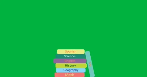 Digital animation of stack of books icons against black background Stock Footage 325566322
