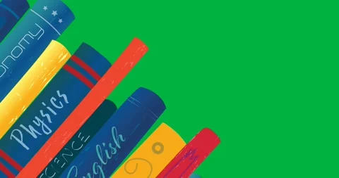 Digital animation of stack of books icons against black background Stock Footage 325645935