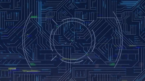 Digital animation of start text over neon squares against microprocessor 库存影片 209861808