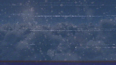 Digital animation of static interference with blue line across cloudy sky Stock Footage 306170157