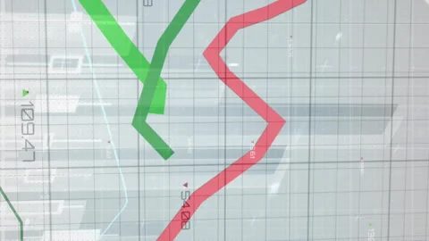 Digital animation of statistical data processing over grid network against blue Видео 312978243