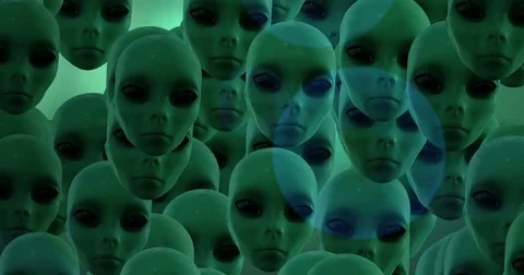 Digital animation of surreal alien heads Stock Footage 70516725