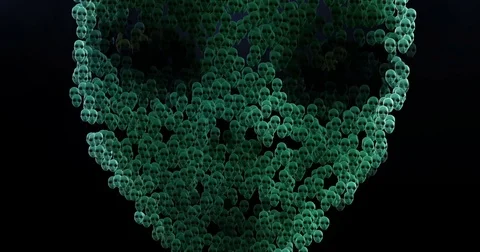 Digital animation of surreal alien heads Stock Footage 70517285