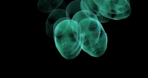 Digital animation of surreal alien heads Stock Footage 71202486