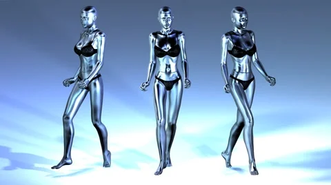 Digital Animation of three walking Manikins Video stock 48319089