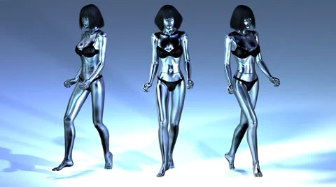 Digital Animation of three walking Manikins Stock-Footage 48320101
