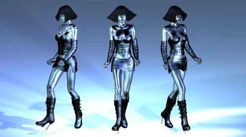 Digital Animation of three walking Manikins Stock Footage 48324042
