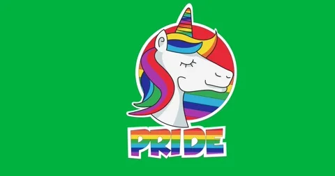 Digital animation of unicorn icon with pride text against black background Stock Footage 318862376