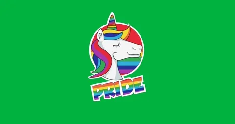Digital animation of unicorn icon with pride text against black background Stock Footage 318862462
