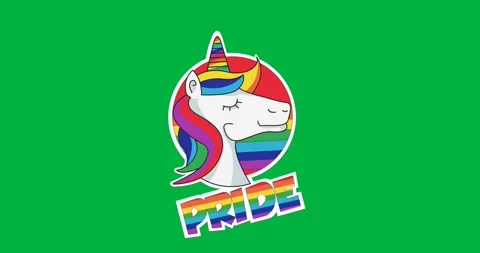 Digital animation of unicorn icon with pride text against black background Stock Footage 318942502