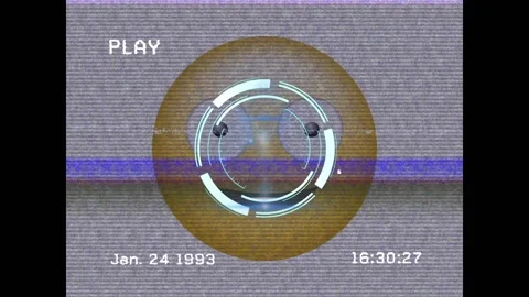 Digital animation of vhs effect and round scanner over silly face emoji on white Stock Footage 329925594