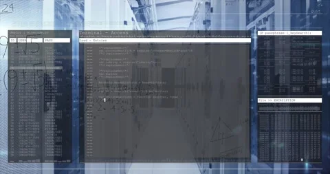 Digital animation video showcases math problems solved with computer script on a Stock Footage 329770195