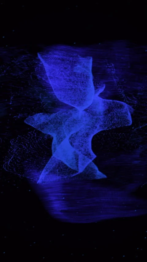 Digital animation of VKontakte app icon decaying into multicolored moving plexus Stock Footage 286059215