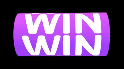 Digital animation of WIN word rotating on animated CG cylinder shape with purple Stock Footage 120992514