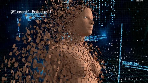 Digital animation of a woman with program codes Stock Footage 107656615