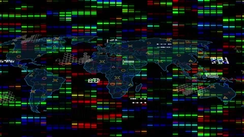 Digital animation of world map and data ... | Stock Video | Pond5