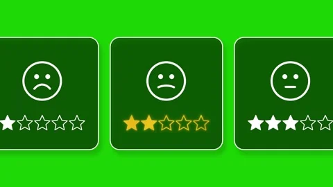 Digital animation of yellow 2-star feedback score, unhappy customer dissatisf 库存影片 327720147