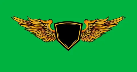 Digital animation of yellow logo design element with wings and copy space Stock Footage 325645614