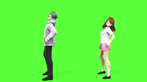 Digital Anime Dancer Green Screen Integration Stock Footage 320452140