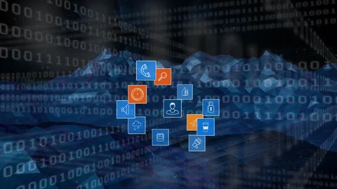 Digital app icons and binary codes Stock Footage 106263040