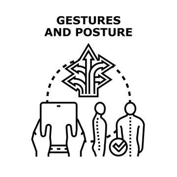 Digital app improving gestures and posture concept Stock Illustration
