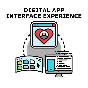 Digital app interface experience creating user interaction Ilustração Stock