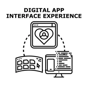 Digital app interface experience creating user interaction Ilustración de archivo
