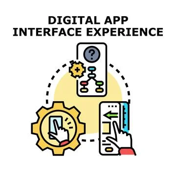 Digital app user interface experience development concept Illustrazione stock