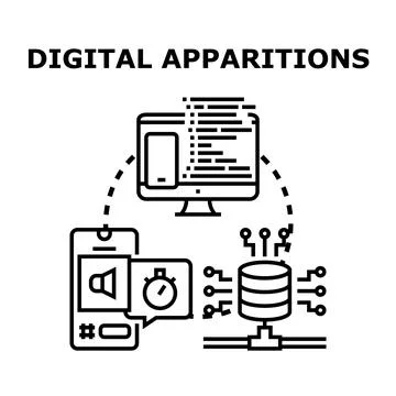 Digital apparitions concept with network linking devices イラスト素材