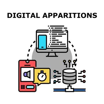 Digital apparitions concept with network linking devices Stock Illustration