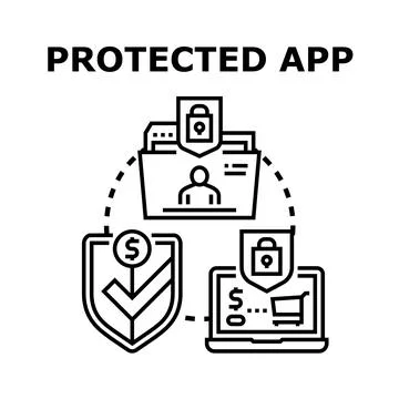 Digital application data financial online protection Stock Illustration