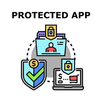 Digital application data financial online protection イラスト素材