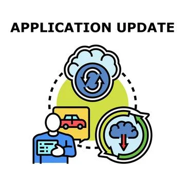 Digital application update process cloud computing concept Stock Illustration