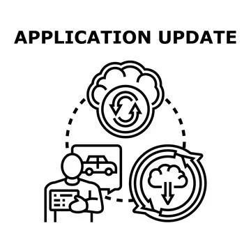 Digital application update process cloud computing concept Stock Illustration