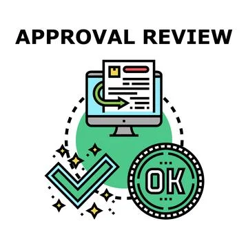 Digital approval review process completing confirmation イラスト素材