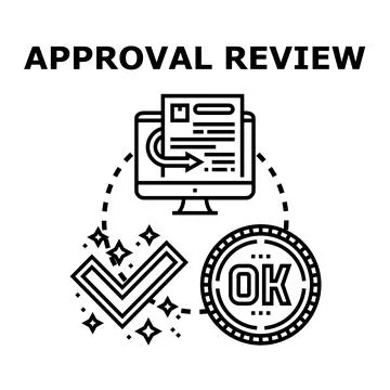 Digital approval review process completing confirmation 스톡 일러스트
