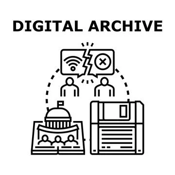 Digital archive concept storing information data Stockillustratie