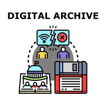 Digital archive concept storing information data Stock Illustration