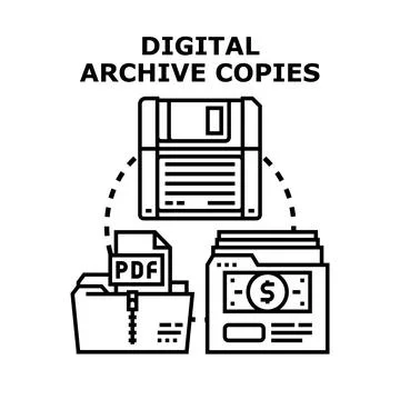 Digital archive copies for data backup concept Stock Illustration