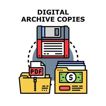 Digital archive copies for data backup concept Stock Illustration