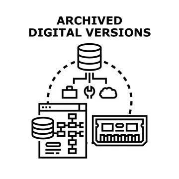 Digital archive data archiving and information management concept 스톡 일러스트