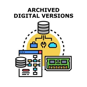 Digital archive data archiving and information management concept Stock Illustration