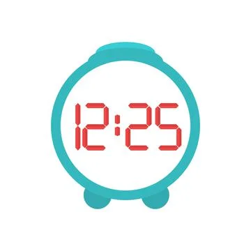 Digital around clock. A home clock with an alarm clock and a large green button Stock Illustration