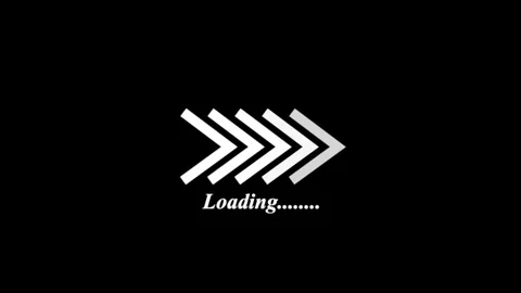 Digital arrow loading icon animation on black background. Stock Footage 332583595