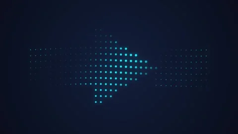 Digital arrow motion formed by glowing cyan dots moving across dark blue ba.. Stock-Footage 346771032