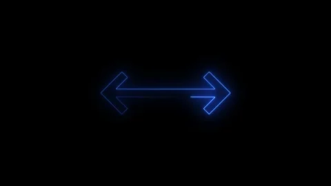 Digital arrow navigation sign with glowing blue lines in dark environment Stock Footage 345942798